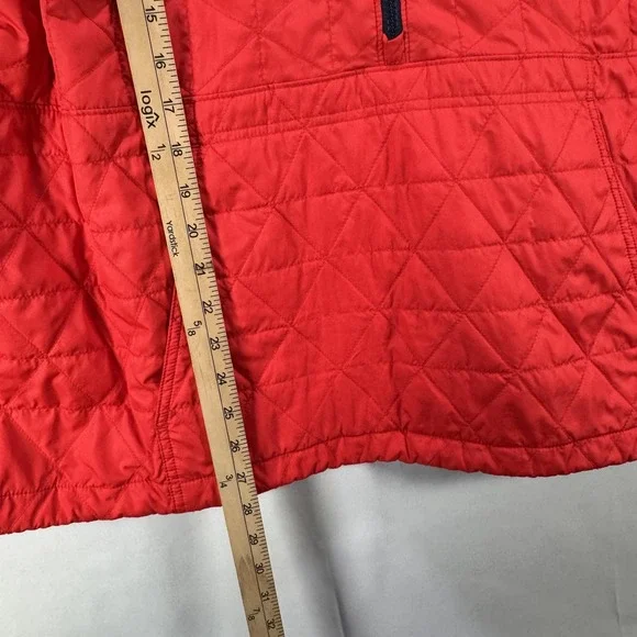 L.L. Bean Jacket Womens 2X Red Quilted Hooded 1/2 Zip Anorak Pullover PrimaLoft - Picture 6 of 8